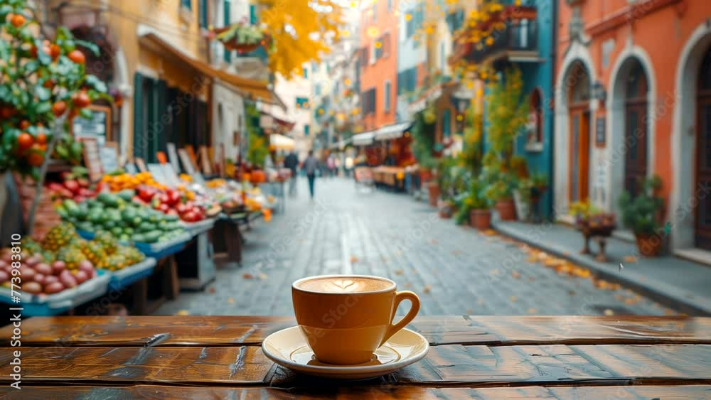 Coffee at traditional market table. seamless looping 4k time-lapse animation video background Coffee at traditional market table. seamless looping 4k time-lapse animation video background