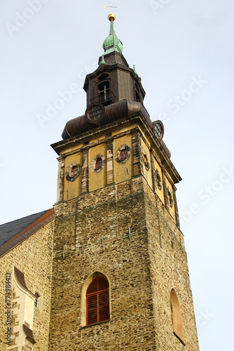 St. Wolfgang church in Schneeberg, a historical mining town in the Ore Mountains, Saxony, Germany