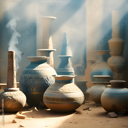 earthenware pottery, ai-generatet