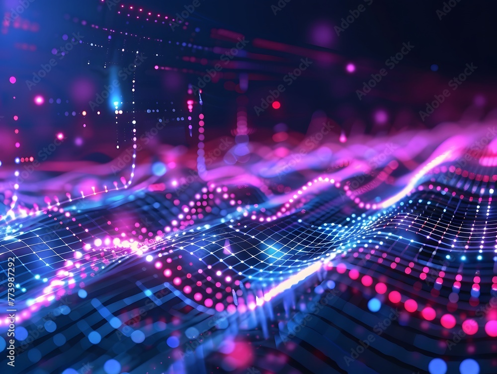 Fototapeta premium Abstract Technology Background with Vibrant Digital Waves