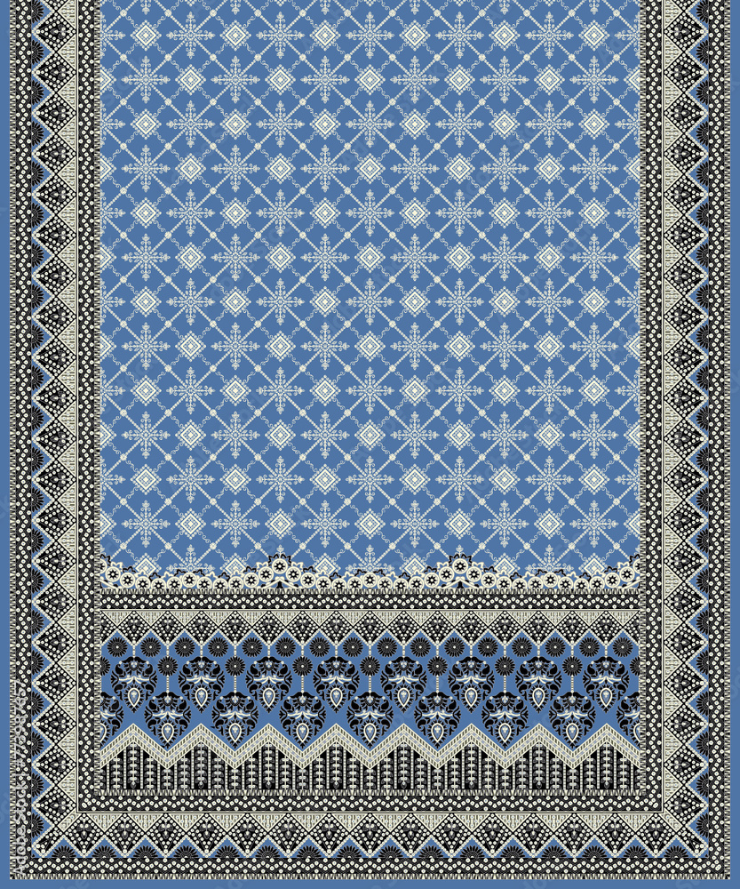 Textile Mughal Floral Motif Border Pattern.Traditional Indian Motif.Traditional Arabic motifsdigital flowers design and leaves motif.beautiful scarf print design for textile print in fabric. Textile Mughal Floral Motif Border Pattern.Traditional Indian Motif.Traditional Arabic motifsdigital flowers design and leaves motif.beautiful scarf print design for textile print in fabric.