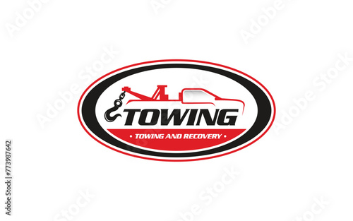 Illustration vector graphic of towing truck service logo design suitable for the automotive company