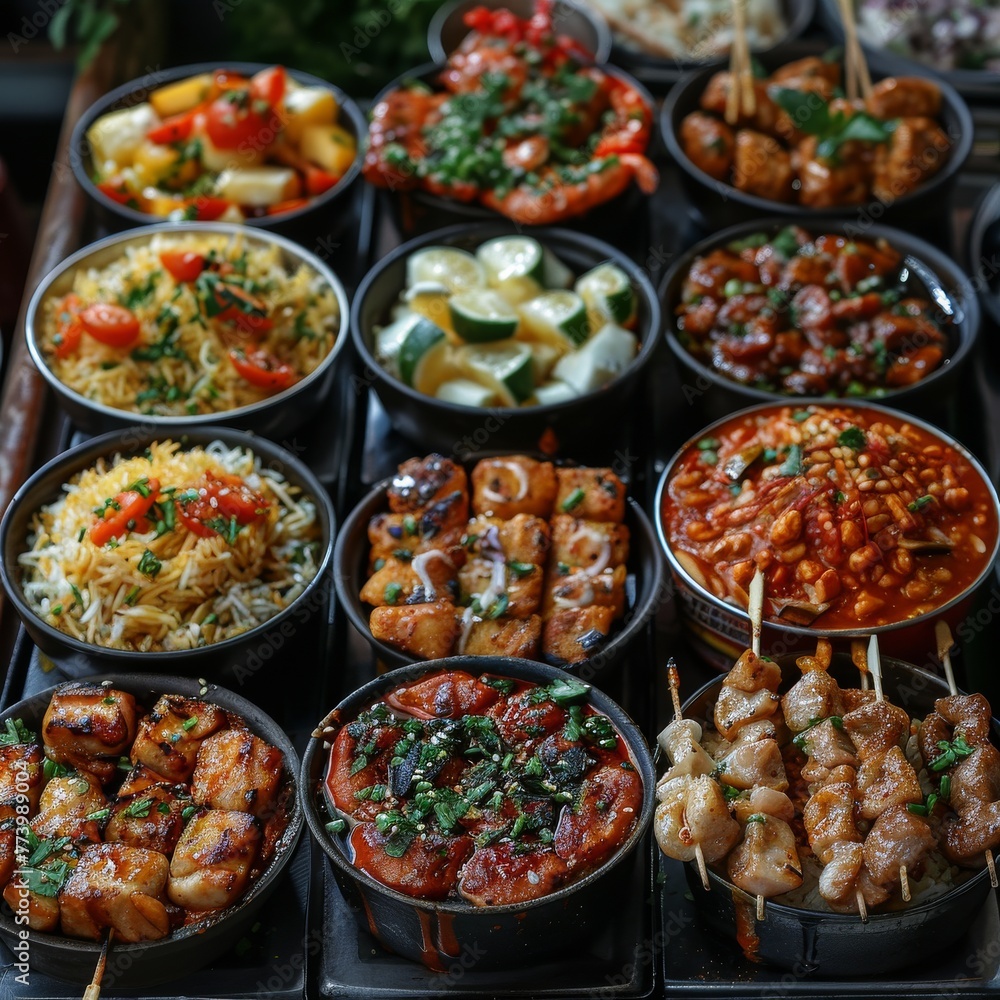 International Street Food: A collage of diverse street food from around the world, showcasing the global culinary scene and cultural diversity. International Street Food: A collage of diverse street food from around the world, showcasing the global culinary scene and cultural diversity.
