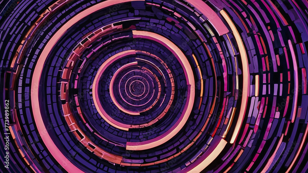 Abstract rings of pink, blue, and yellow colors moving on black background, seamless loop. Animation. Neon glowing circles shimmering and flowing slowly Abstract rings of pink, blue, and yellow colors moving on black background, seamless loop. Animation. Neon glowing circles shimmering and flowing slowly