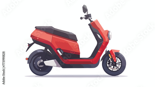 Rendering on electric scooter on white background flat