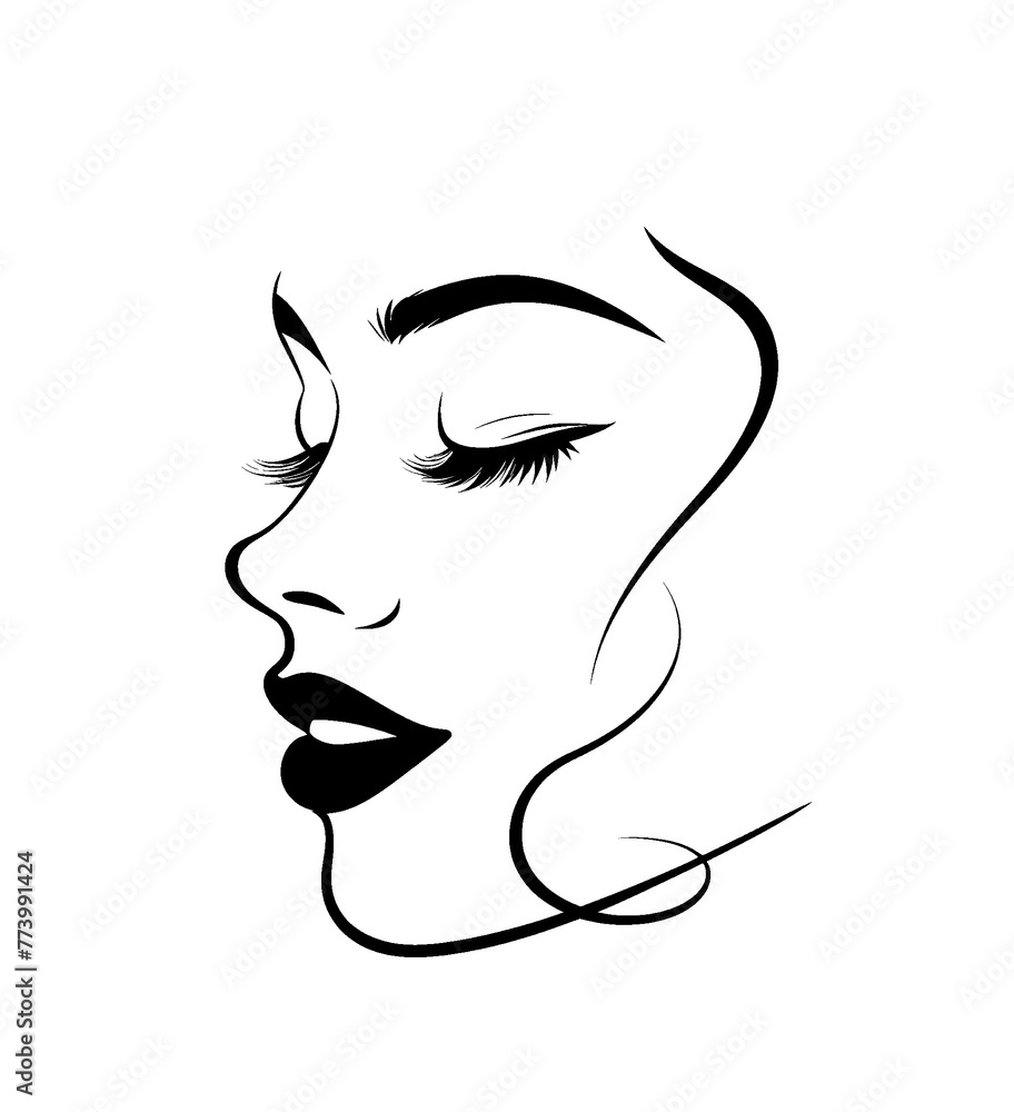 Minimalistic abstract portrait of a woman isolated on transparent background Minimalistic abstract portrait of a woman isolated on transparent background