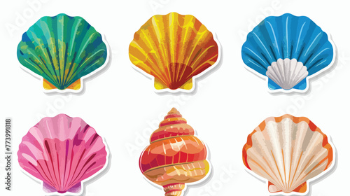 Seashell pearl vector colorful Stickers icons Design i