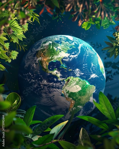 earth globe with plant