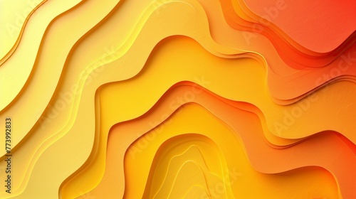 Gradient Paper Cut Shadow Background Combining Tones of Orange and Yellow. Warm Sunset Gradient Concept.