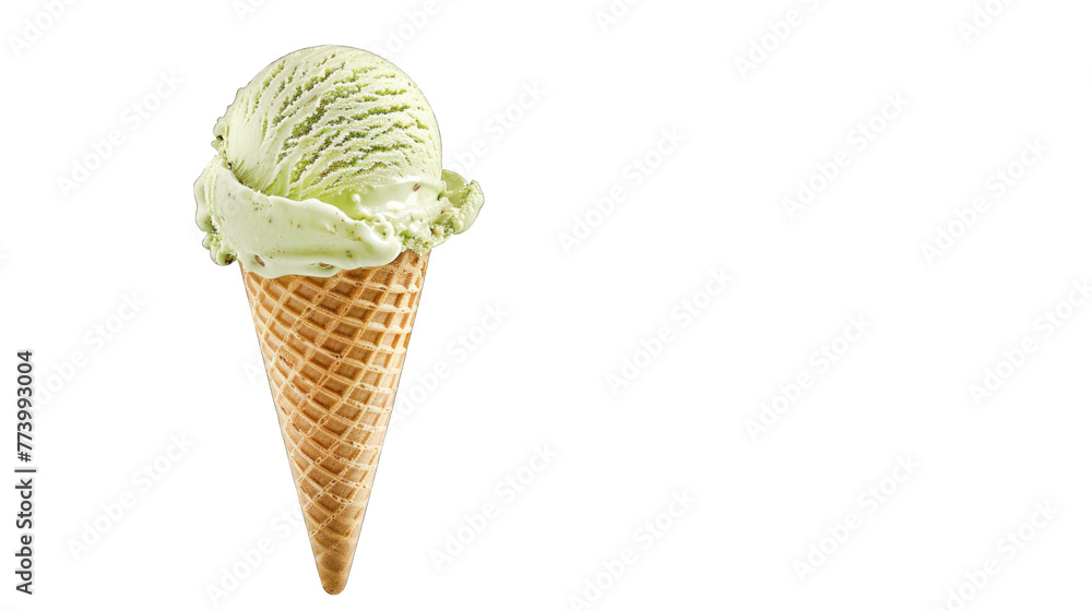 Pistachio ice cream cone. PNG file of isolated cutout object on transparent background. Pistachio ice cream cone. PNG file of isolated cutout object on transparent background.