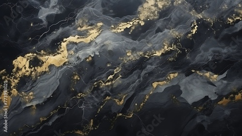 Black Marble Waves in Abstract Form 