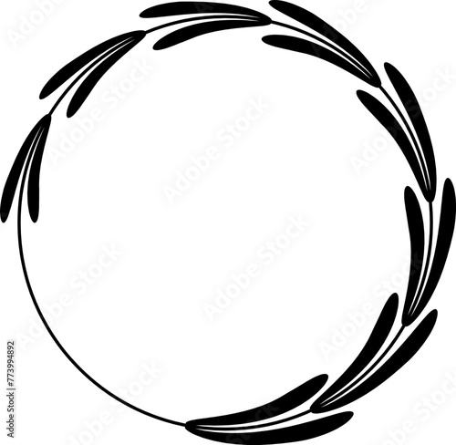 Vector round border with leaves for award, logo, invitation, nobility