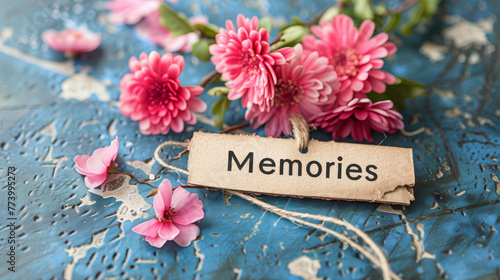 On a single colored background, a word "Memories" is seen in the image referenced by thatotherguyagain, evoking nostalgia and reflection.