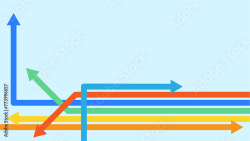 Arrows pointing in various directions on a soft blue background.