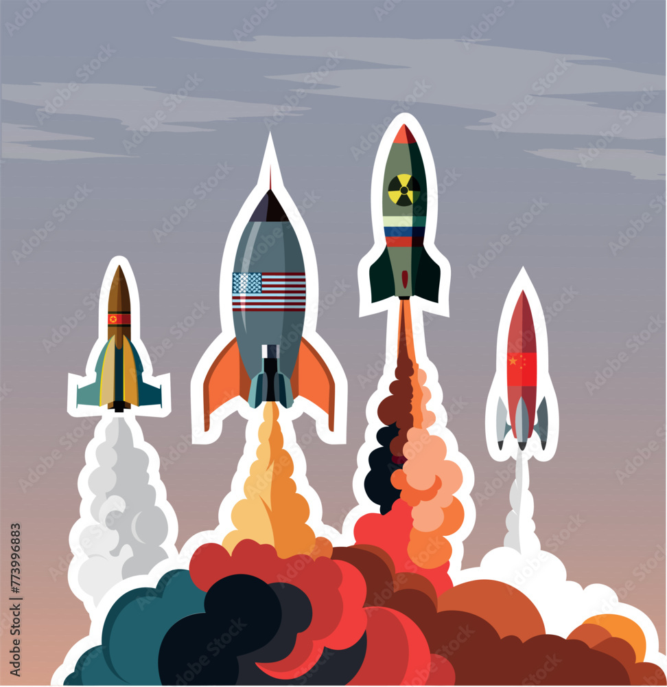 Launching rocket bomb with smoke Launching rocket bomb with smoke