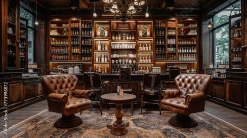 Barbershop & Whiskey Lounge with Vintage Sophistication