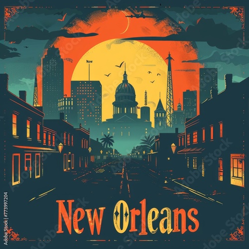 Geometric Modernism City Poster of New Orleans

