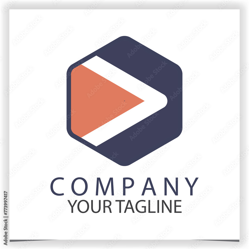 Vector arrow hexagonal logo template design Vector arrow hexagonal logo template design