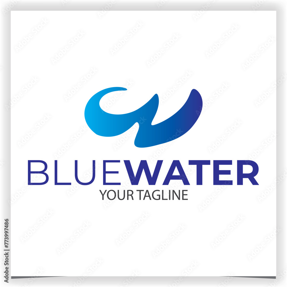 Obraz premium Vector letter w wavy blue logo design template