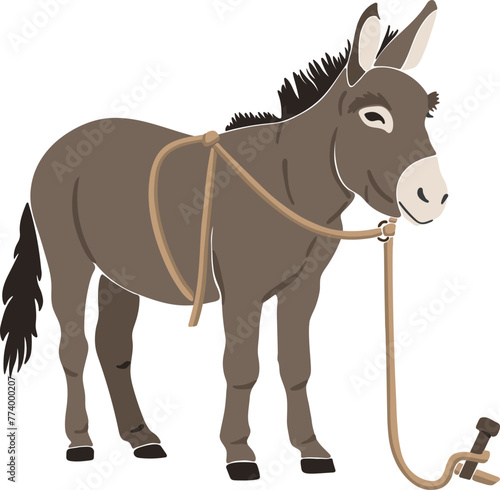 The donkey, easter element, boho vector
