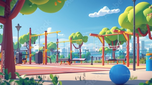 Sunny Day at a Colorful Outdoor Gym