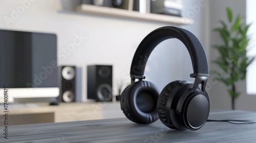 High-end headphones placed on a modern desk with a clean background, emphasizing premium audio products.