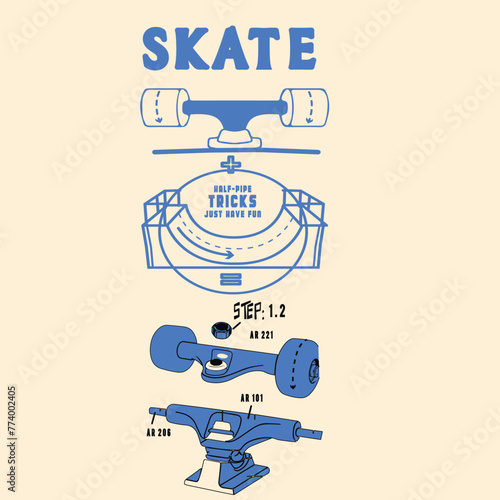 free vector skate t-shirt design.