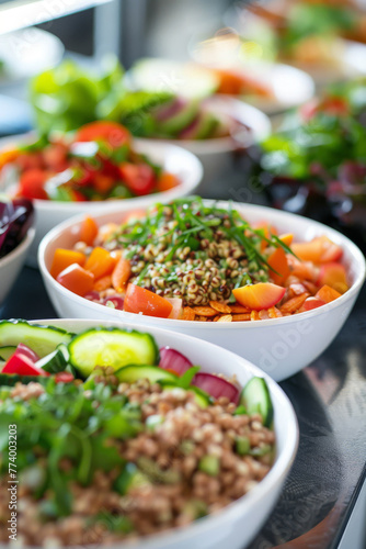Healthy Vegan Salad Buffet Spread with Fresh Ingredients