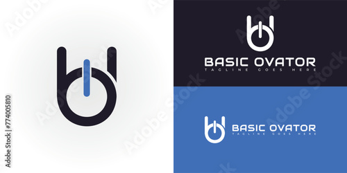 abstract initial letter BO or OB logo in deep blue color isolated on multiple background colors. The logo is suitable for computer hardware manufacturer business logo icon design inspiration template