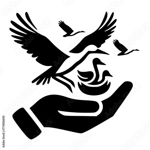 silhouette of hands with wings