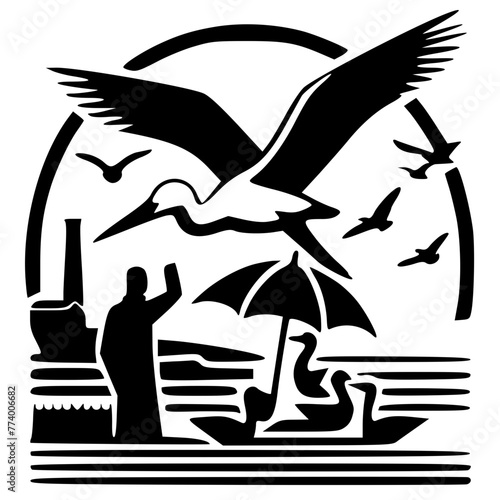 silhouette of a person in a boat