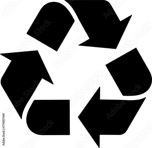 recyclable sign, recycle eco symbol, mobius loop black arrows vector icon photo