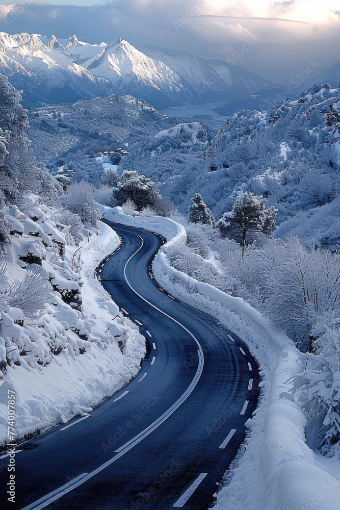 Hazardous Mountain Road Perspective, road adventure, path to discovery, holliday trip, Aerial view Hazardous Mountain Road Perspective, road adventure, path to discovery, holliday trip, Aerial view