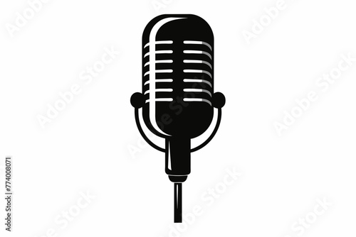 Black silhouette microphone vector design.