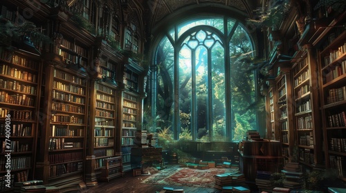 A library of whispers where each book contains a universe