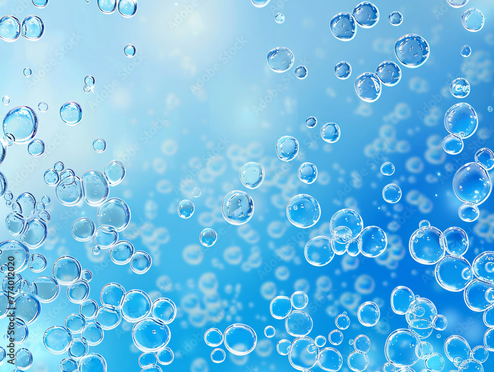 blue soda water splashing with bubbles close up 