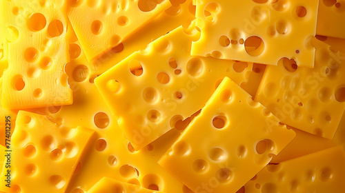 cheese with holes on yellow background