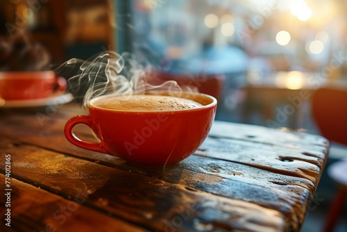 a cup of coffee with steam coming out of it