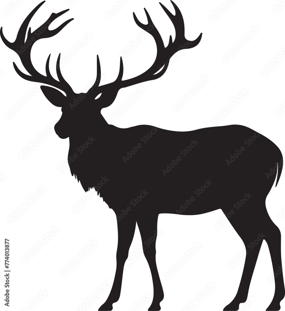Elk Silhouette Vector Illustration White Background Elk Silhouette Vector Illustration White Background