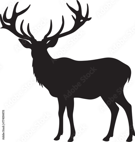 Elk Silhouette Vector Illustration White Background
