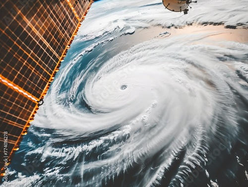 Giant hurricane influenced by Climate change. Hurricane season. Generative AI