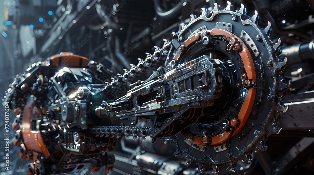 Futuristic Detailed Mechanical Arm Assembly with Intricate Gears and Cogs in a Robotic Manufacturing Setting