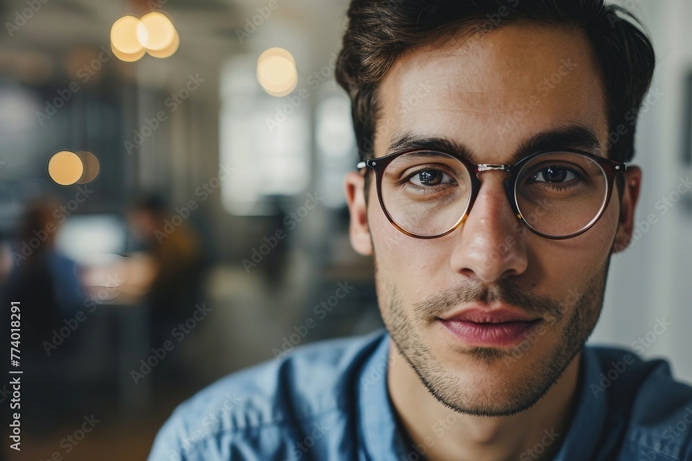 a man wearing glasses and looking at the camera a man wearing glasses and looking at the camera