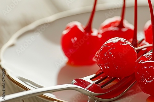 a fork with a cherry on it