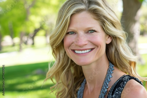 a woman smiling at camera