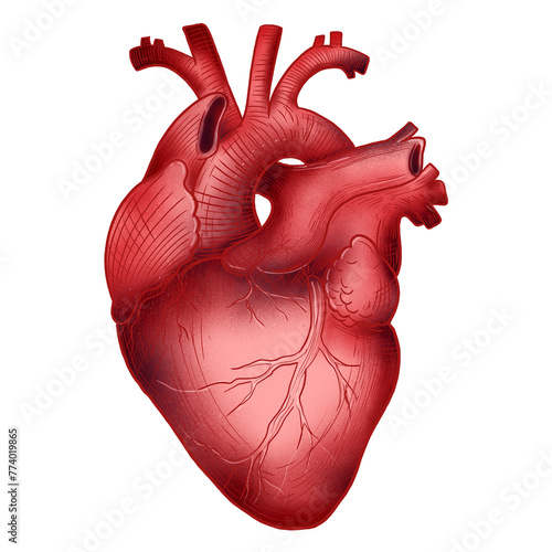 Heart illustration, human heart anatomy isolated, Red heart illustration