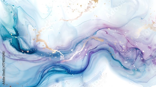 solid white background with bright blue swirls