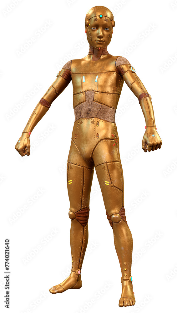 3D Rendering Male Robot on White