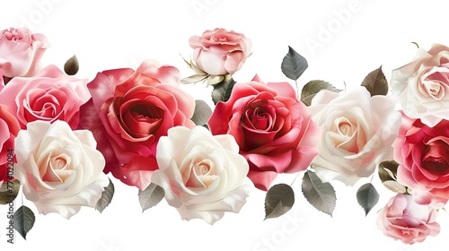 Elegant Roses with White Background. Timeless Floral Elegance Concept.