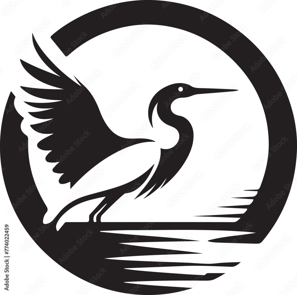 Fototapeta premium Egret Bird Silhouette , illustration